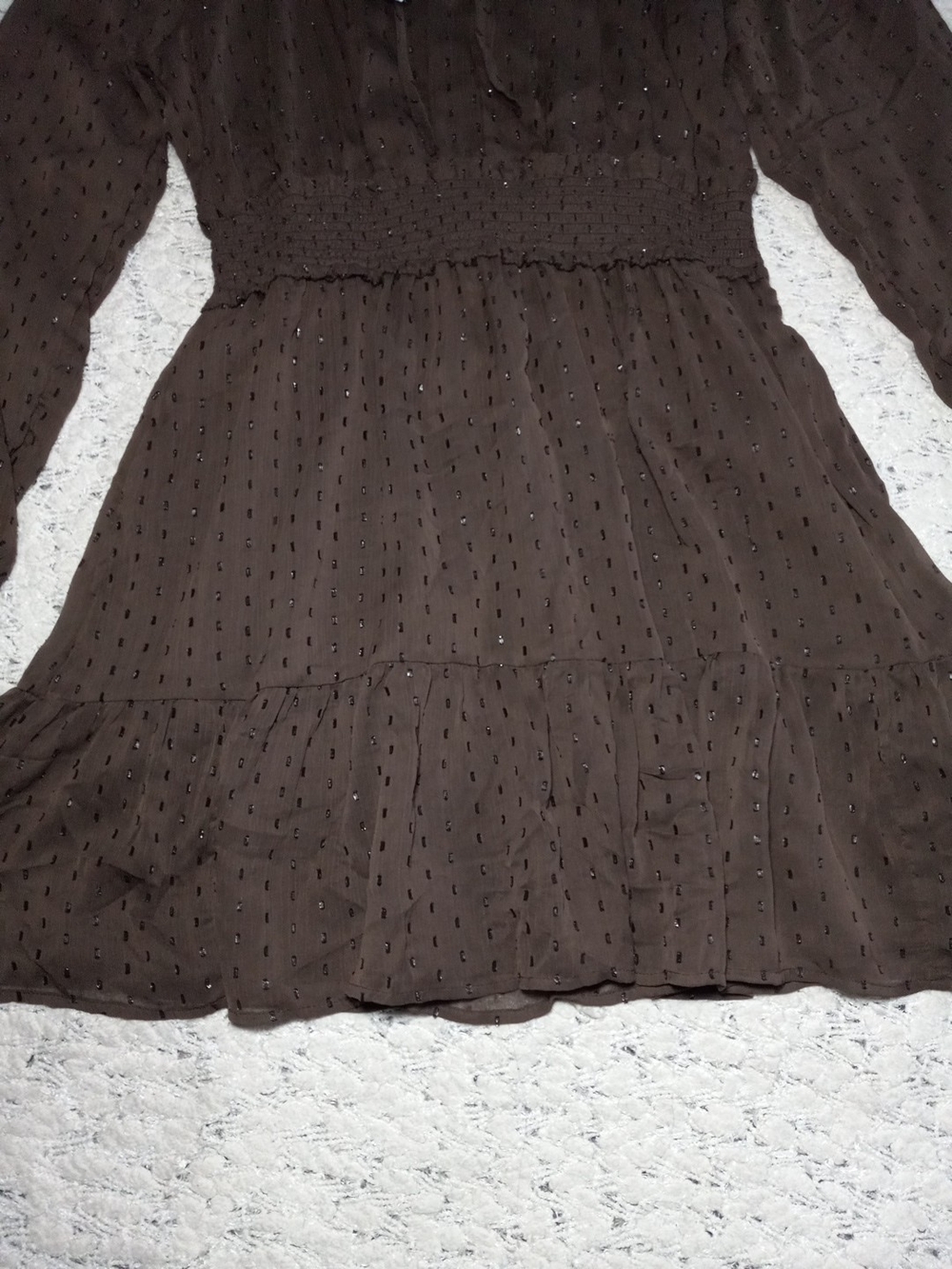 Old Navy Brown Long Sleeve Tiered Mini Dress Size M NWT - Picture 6 of 8